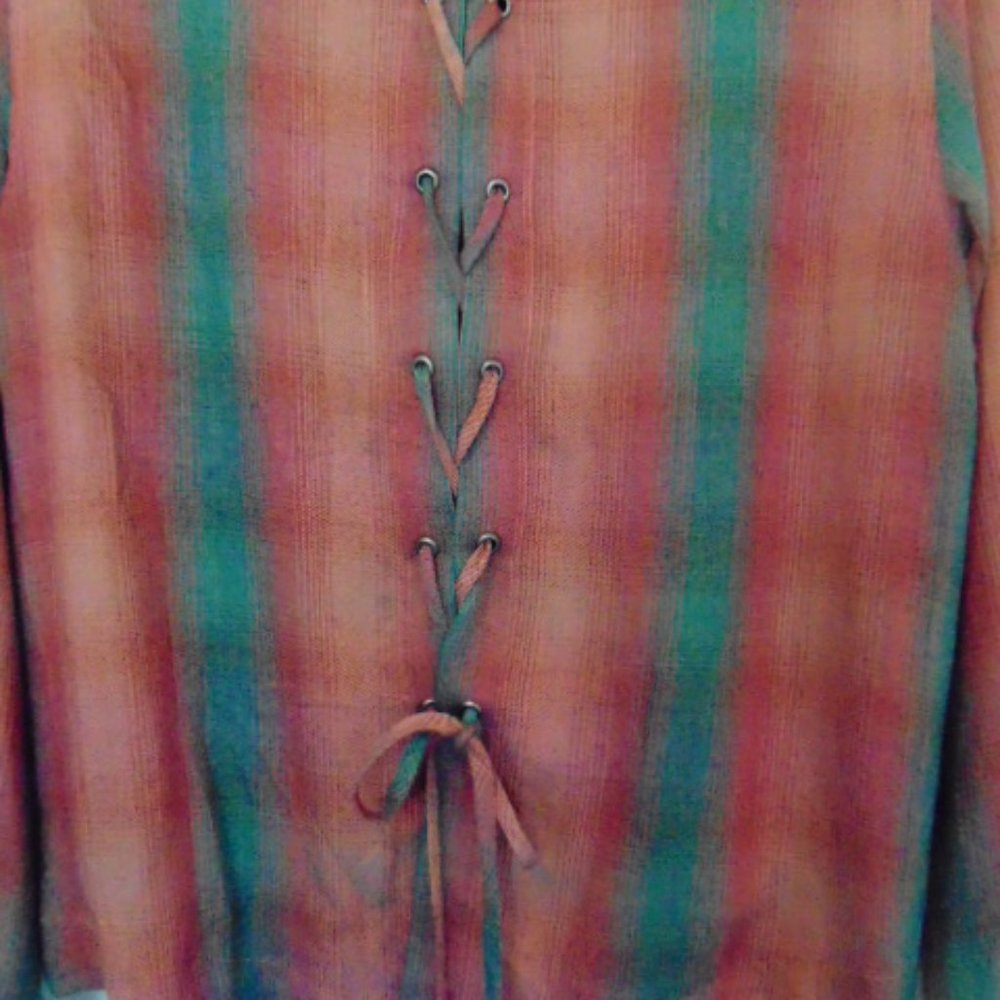 Cloth & Stone Long Sleeve Plaid‎ Shirt Lace Up Back - Picture 5 of 6